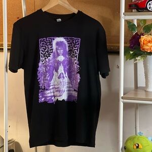 Medium Labyrinth Black Tee with Purple Graphic